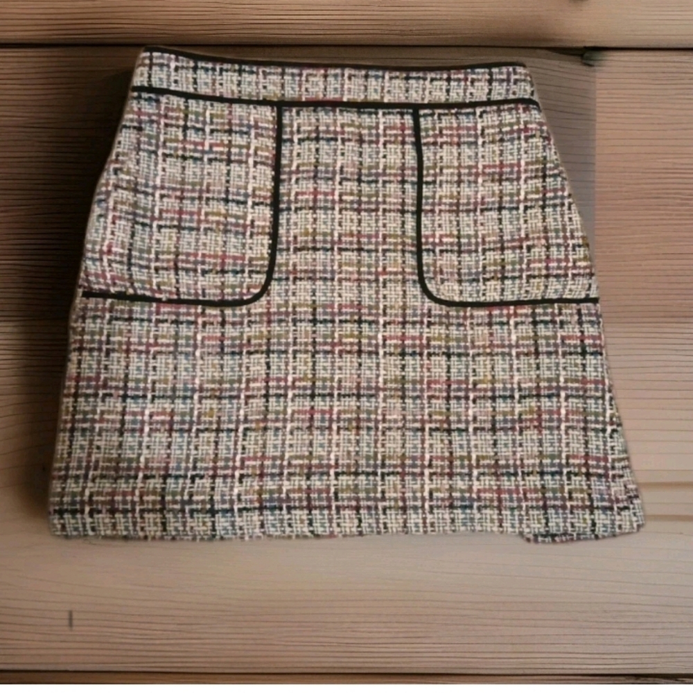 LOFT Ann Taylor Career Tweed Skirt Multicolor Size 6 Women’s Side Pocket Detail